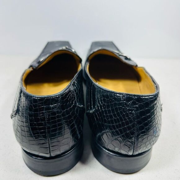 Mezlan Black Crocodile Embossed Loafers main image 6